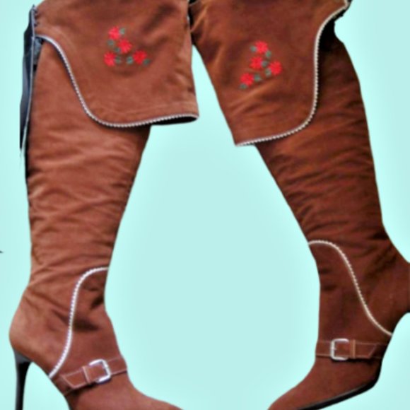 $1755! DSQUARED2 PIRATE!!!  SUEDE DUO BOOTS!~FOLD OR OVER KNEE- 9 1/2-10 - Picture 3 of 11